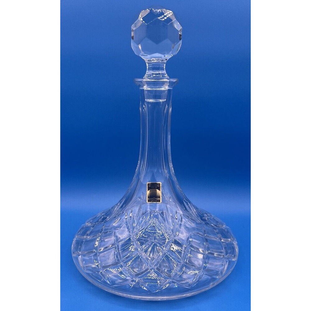 Samobor‎ Krystal Ships Decanter with Stopper Made In Yugoslavia Hand Cut